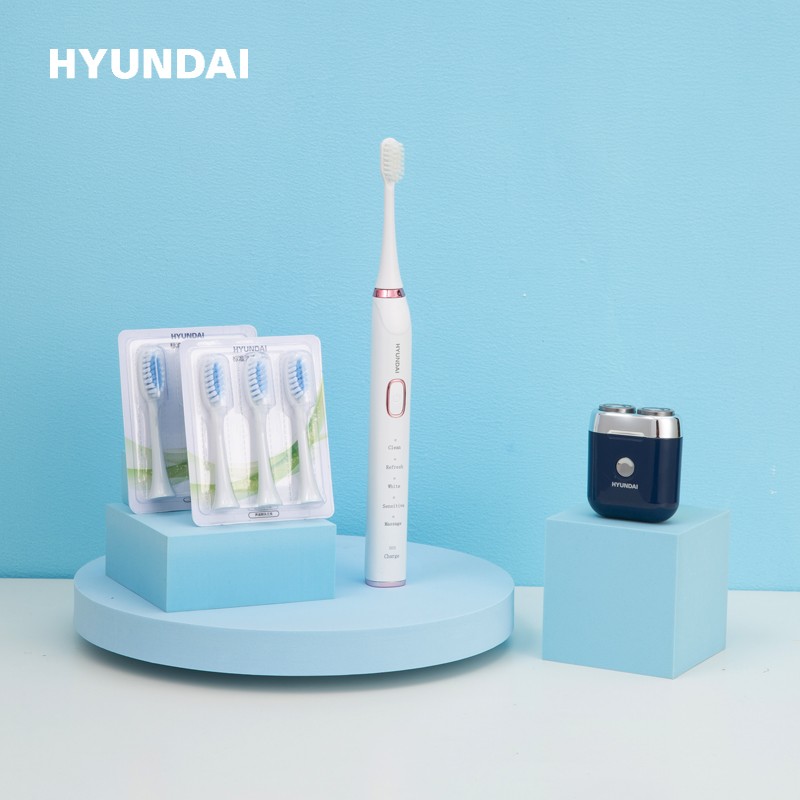 现代（HYUNDAI）智能超声波电动牙刷智能便携迷你剃须刀 商务套装（电动牙刷 剃须刀）YT805